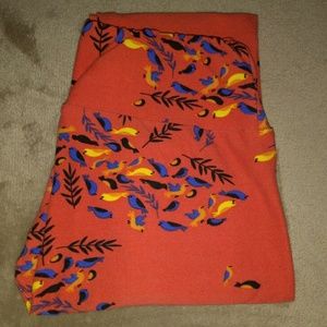 LuLaRoe Print Leggins Bright Orange Bluebirds OS